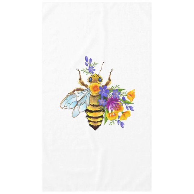 Toalha De Mesa Abeja flor com plantas silvestres (Frente)