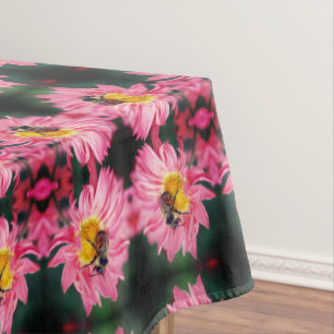 Toalha De Mesa Abelha-Bumble Na Abstrato De Flor-Daisy Rosa