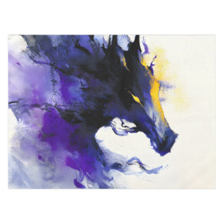 Toalha De Mesa Abstract Watercolor Black Horse Portrait