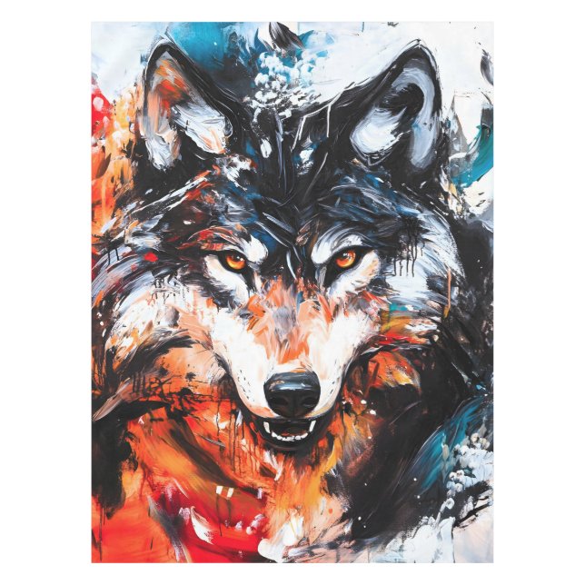 Toalha De Mesa Abstract Wild Spirit Wolf (Frente)