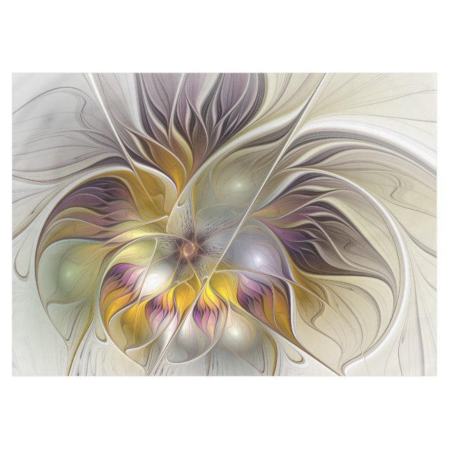 Toalha De Mesa Abstrato da Fantasia Colorida Flor Moderno Fractal (Frente (Horizontal))