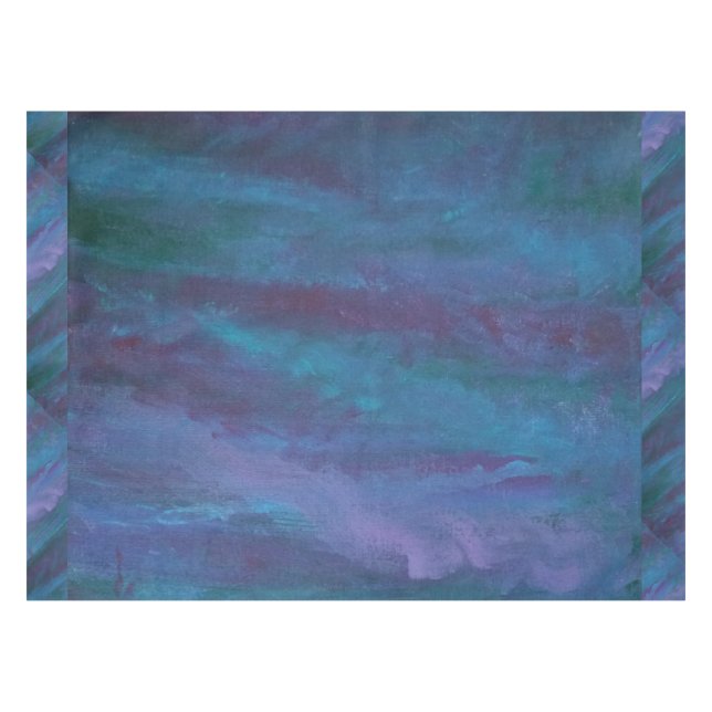 Toalha De Mesa Abstrato de Omã Azul | Roxo Violeta-Teal Turquesa (Frente (Horizontal))