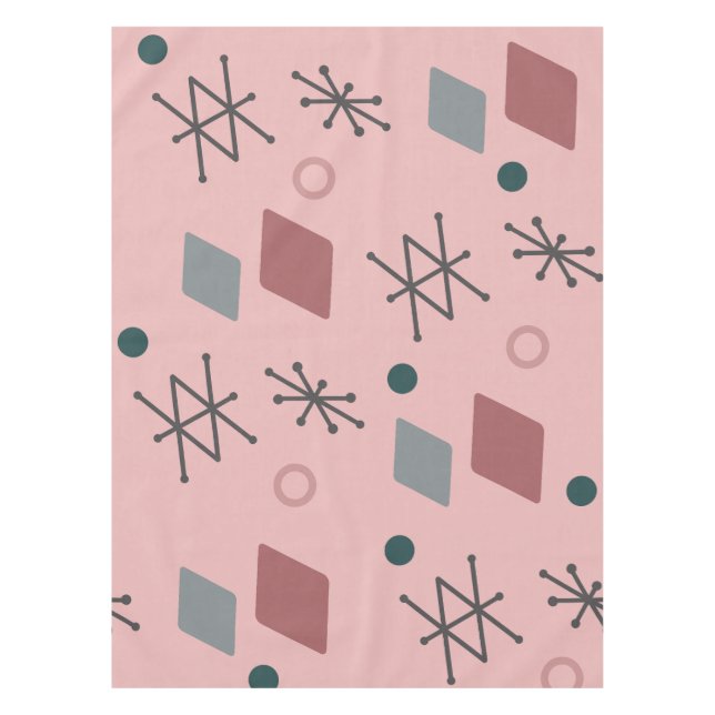 Toalha De Mesa abstrato Geométrica de Cinza Rosa (Frente)