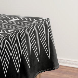 Toalha De Mesa Abstrato Geométrico Design de Preto e Branco