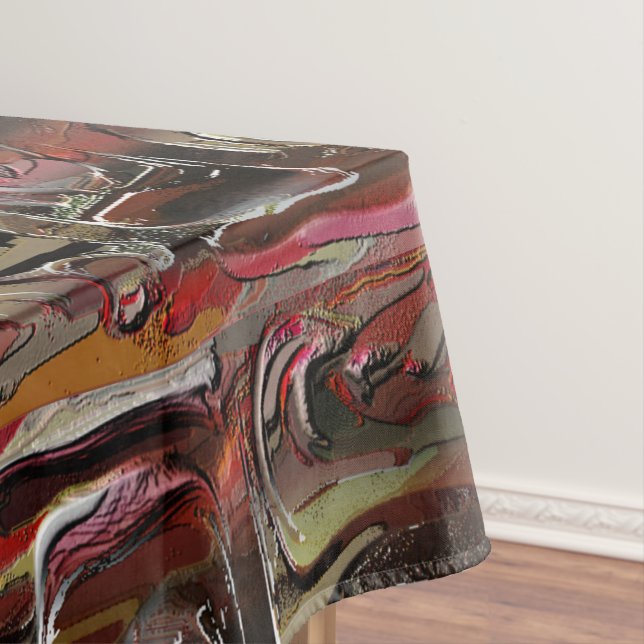 Toalha De Mesa Abstrato gravado em mogno e vermelho-escuro (Posição Original)