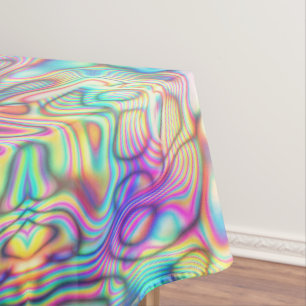 Toalha De Mesa Abstrato Holográfico, cor-de-rosa, algodão verde