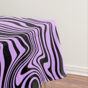 Toalha De Mesa Abstrato Linhas Pretas e Roxas Pervertidas - Perso