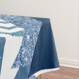 Toalha De Mesa abstrato Luxe dos anos 80 Turquesa e formas azui