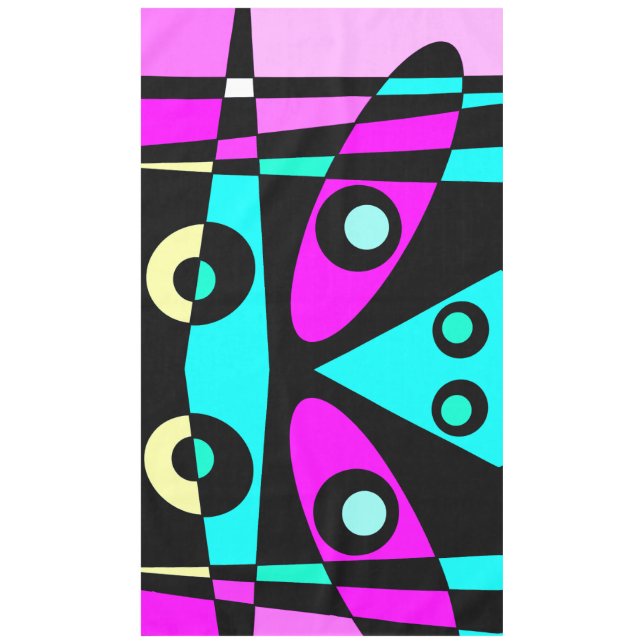Toalha De Mesa Abstrato Surfing Turquoise Hot Pink Amarelo Amarel (Frente)