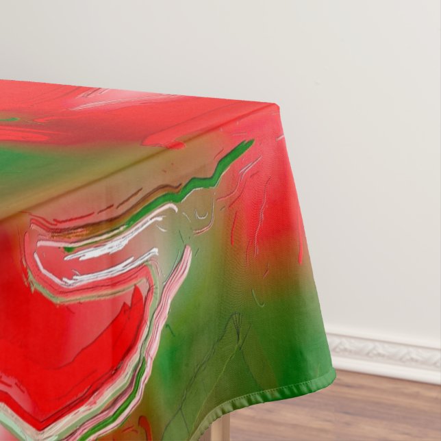 Toalha De Mesa Abstrato vermelho, branco e verde (Posição Original)