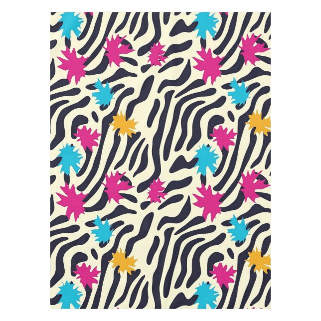 Toalha De Mesa Abstrato Zebra Stripes com pintura folha (Frente)