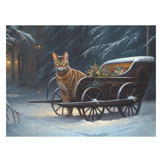 Toalha De Mesa Abyssinian Snowy Sleigh Passeia Decência de Natal (Frente (Horizontal))