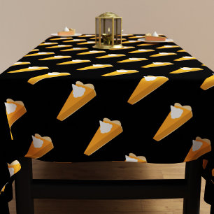 Toalha De Mesa Ação de Graças Pumpkin Pie Patterno Preto e Laranj