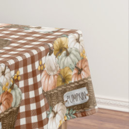 Toalha De Mesa Ação de Graças Pumpkins Brown gingham