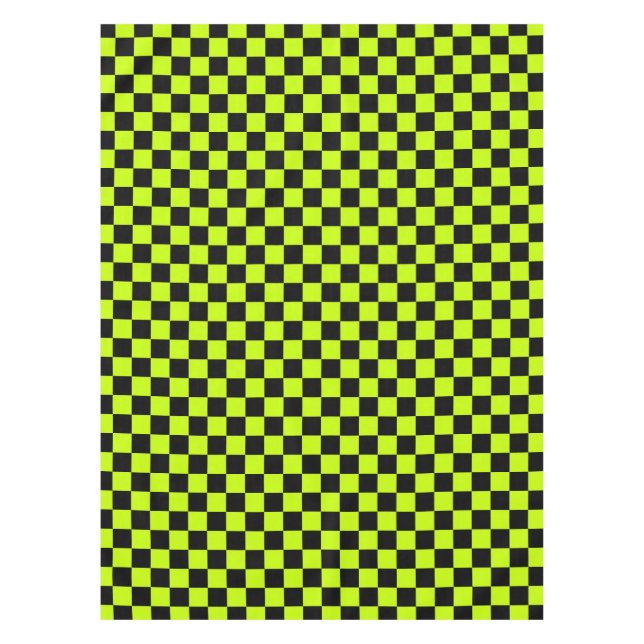 Toalha De Mesa Acid green black checkerboard pattern (Frente)