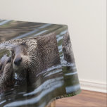 Toalha De Mesa **"Adrift in Love: Mummy and Baby Otter"**<br><div class="desc">Foto: Nadar No Rio É Uma Mamã E Uma Bebê.</div>