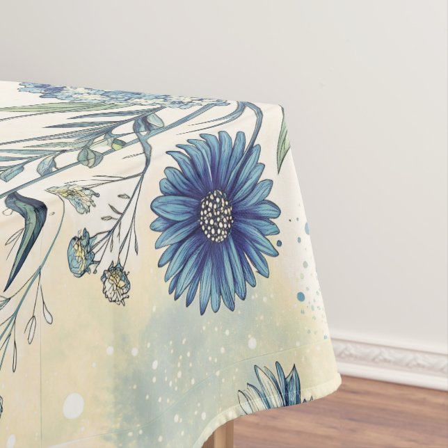 Toalha De Mesa Aesthetic Blue Wildflowers (Posição Original)