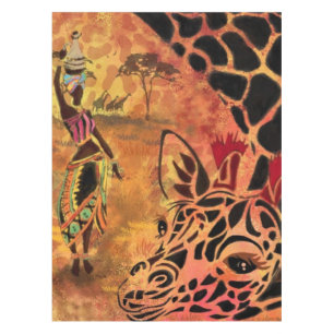 Toalha De Mesa African Girl and Giraffe Tablecloth