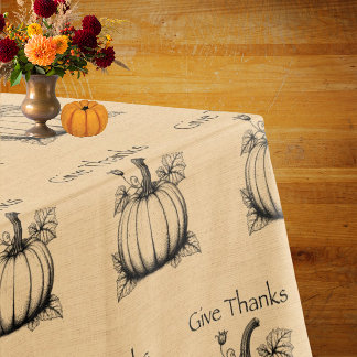 Toalha De Mesa Agradeça Abóboras Country em Falso Burlap