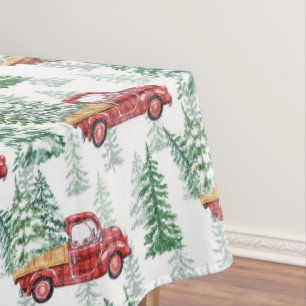 Toalha De Mesa Aguarela Plaid Búfalo Caminhão Vintage Natal