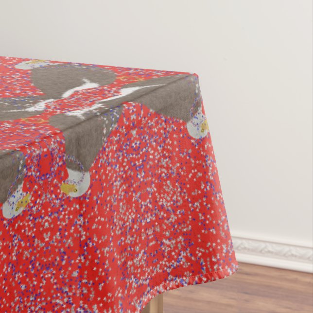 Toalha De Mesa Águia moderna com coração vermelho, branco e azul (Posição Original)