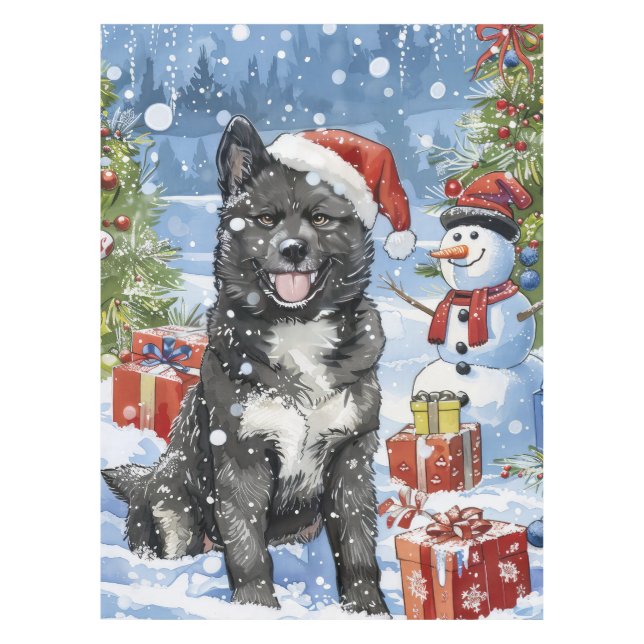 Toalha De Mesa Akita Dog Winter Wonderland Natal Joy (Frente)