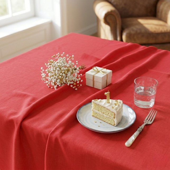 Toalha de Mesa Algodão Vermelha para Festa de Form (Criador carregado)