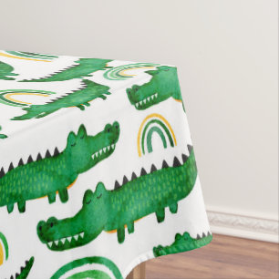 Toalha De Mesa Alligador Crocodilo de Aquarela Arco-Íris 