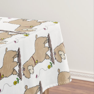 Toalha De Mesa Alpaca feliz e giro com cartoon de borboleta