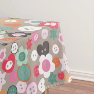 Toalha De Mesa Amar Botões de Costura Cinza