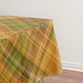 Toalha De Mesa Amarelo-dourado, laranja e Xadrez verde