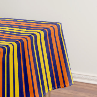 Toalha De Mesa Amarelo e Laranja Listras Verticais Azul Marinho