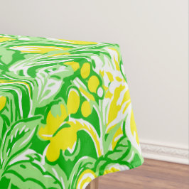 Toalha De Mesa Amarelo Floral Verde / Padrão Floral Clássico Prim