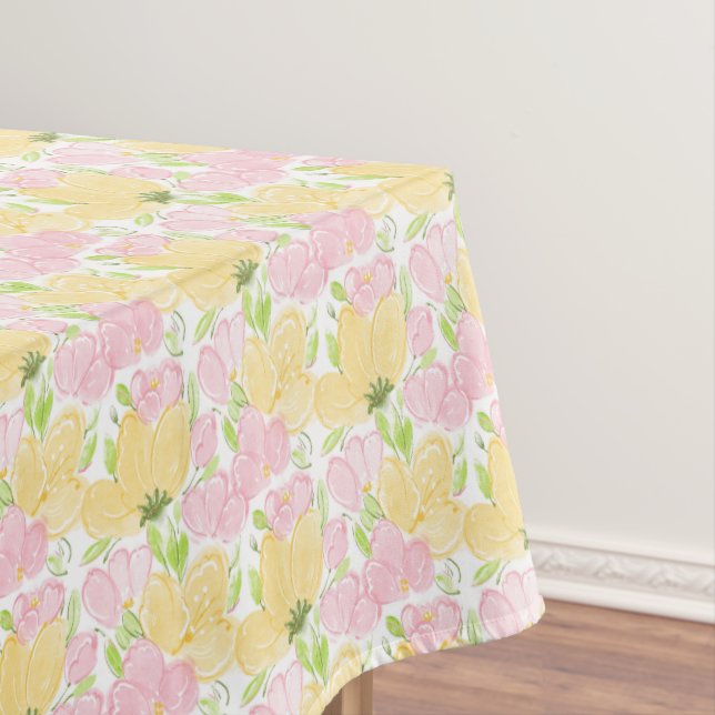 Toalha De Mesa Amarelo Rosa Floral (Posição Original)