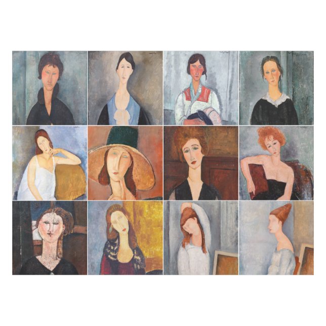 Toalha De Mesa Amedeo Modigliani - Colagem de Obras-Domésticas (Frente (Horizontal))