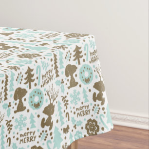 Toalha De Mesa Amendoins   Padrão de Natal Snoopy Frosty