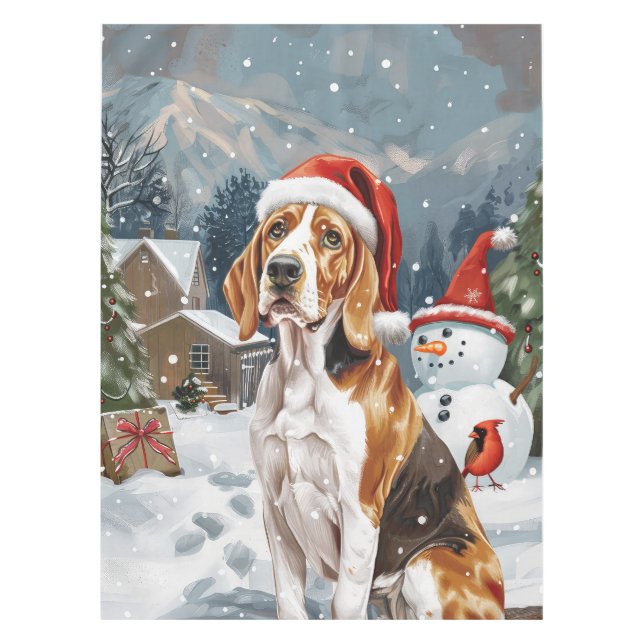 Toalha De Mesa American English Foxhound Dog Winter Christmas Joy (Frente)