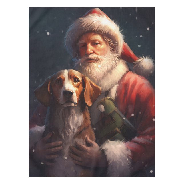 Toalha De Mesa American English Foxhound Santa Claus Natal (Frente)