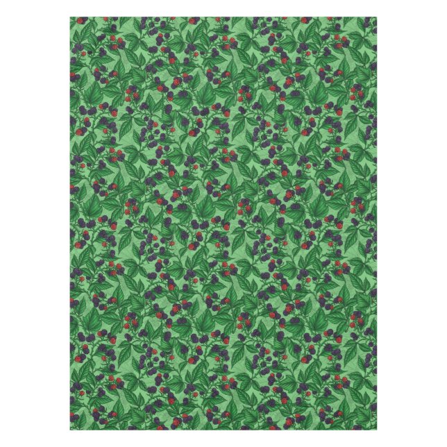 Toalha De Mesa Amoras negras em verde (Frente)