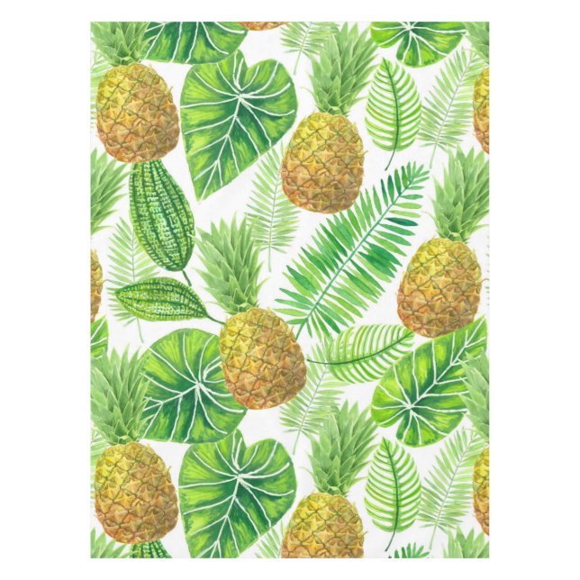 Toalha De Mesa Ananás e folhas tropicais (Frente)