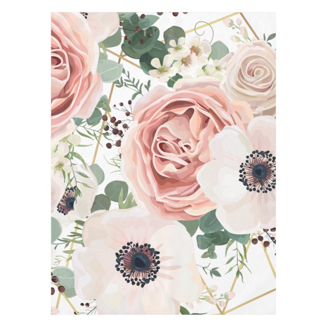 Toalha De Mesa Anem Rosa Geométrico de Tablecloth Personalizado (Frente)