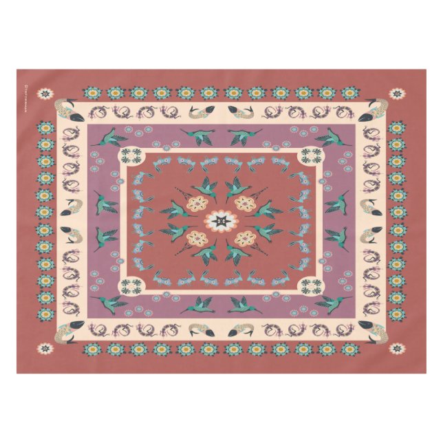 Toalha De Mesa Animais de Arte Folclórica (Frente (Horizontal))