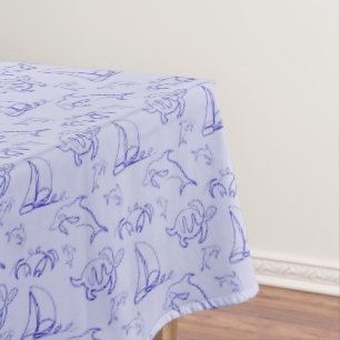 Toalha De Mesa Animais marinhos e padrão de desenho de uma linha 