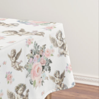 Toalha De Mesa Anjos vintage Querubins e Floral Pastel
