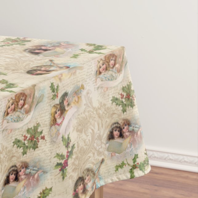 Toalha De Mesa Anjos Vitorianos com Música, Script e Holly (Posição Original)