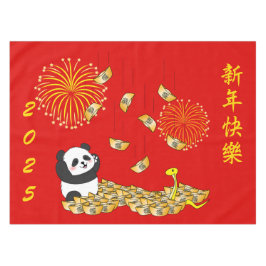Toalha De Mesa Ano Novo Chinês da Cobra 2025 Panda