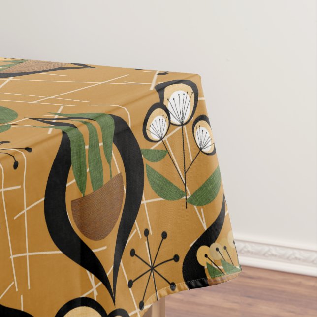 Toalha De Mesa Anos 50 | Dourado, negro, século Médio (Posição Original)