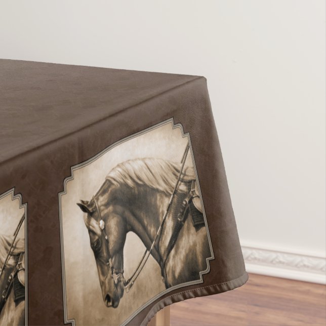 Toalha De Mesa Antigo Quarto Oeste Horse Sepia Brown (Posição Original)