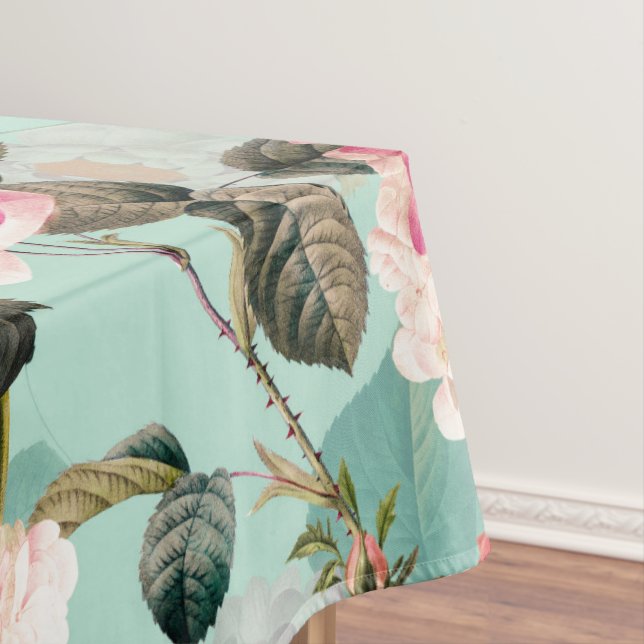 Toalha De Mesa Antiquado Rosa Nostálgico Redouté Mint (Posição Original)