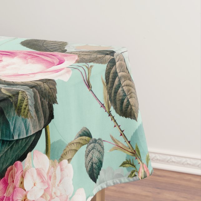 Toalha De Mesa Antiquado Rosa Nostálgico Redouté Mint (Posição Original)